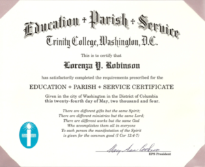 A picture of a service certificate presented to Lorenza